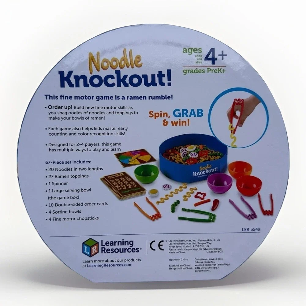 67 Pcs Learning Resources Noodle Knockout! Ramen Rumble Fine Motor Game for Kids